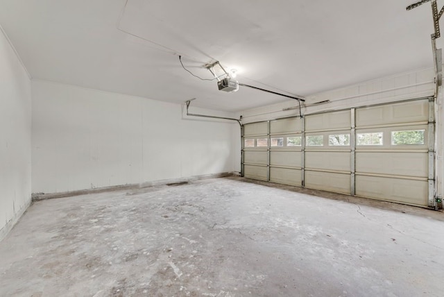 garage with a garage door opener