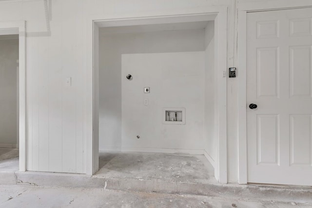 washroom featuring hookup for an electric dryer, washer hookup, and laundry area