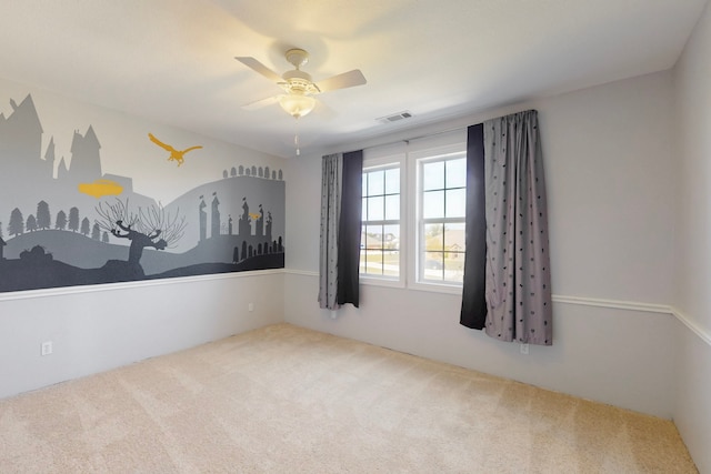 2609 Comanche Moon Dr, Fort Worth, TX 76179 - spare room with ceiling fan, carpet flooring, and visible vents