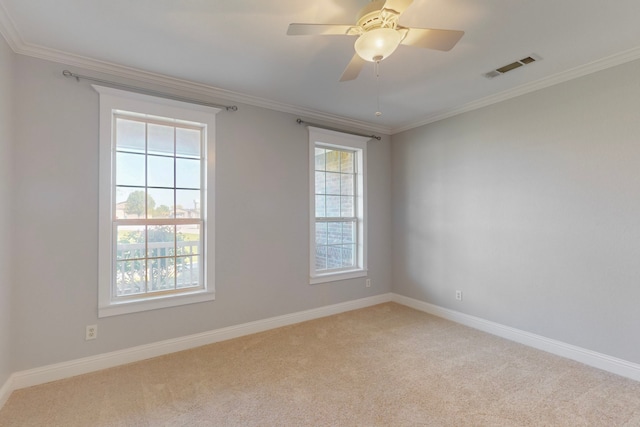 2609 Comanche Moon Dr, Fort Worth, TX 76179 - empty room featuring baseboards, ornamental molding, carpet, and visible vents