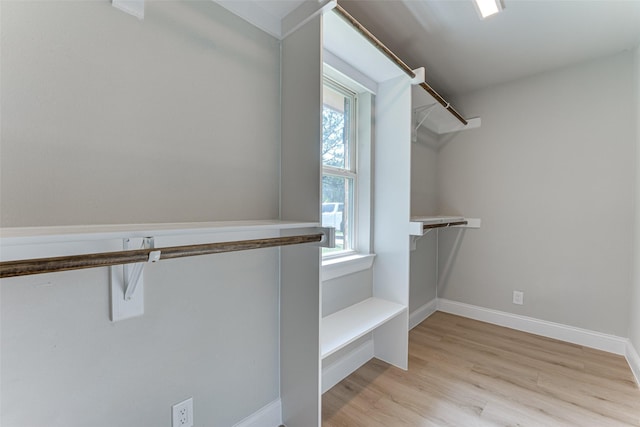 walk in closet featuring wood finished floors