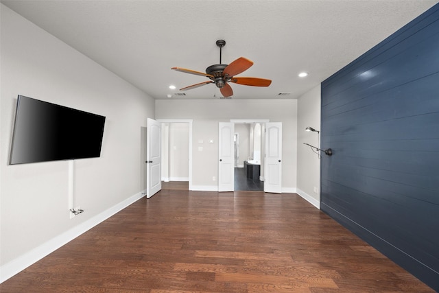 727 S Sugartree Dr, Lipan, TX 76462 - unfurnished living room featuring visible vents, baseboards, recessed lighting, wood finished floors, and a ceiling fan