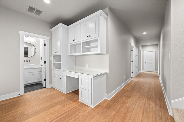 727 S Sugartree Dr, Lipan, TX 76462 - hall with visible vents, light wood-type flooring, and recessed lighting