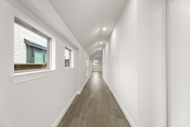 2612 Chester Dr, Celina, TX 75009 - hallway featuring dark wood finished floors, baseboards, recessed lighting, and lofted ceiling
