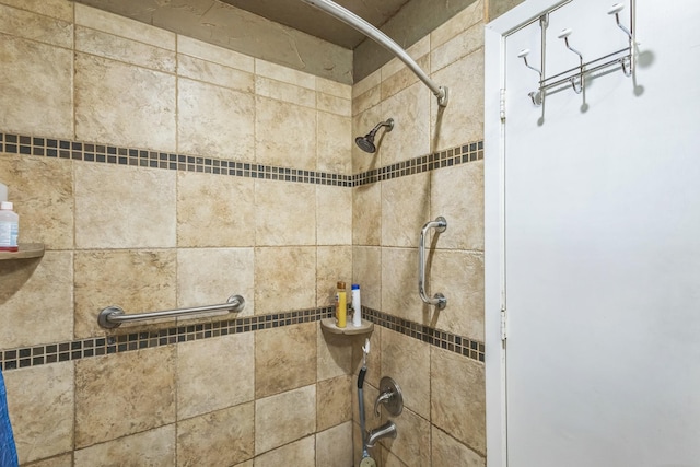 interior details with tiled shower