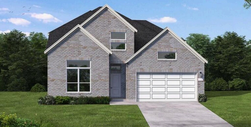 4549 Brentfield Dr, Fort Worth, TX 76036 - view of front facade featuring driveway, a front yard, brick siding, and a garage