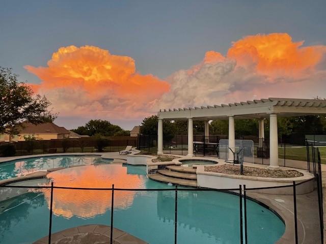 1900 Durance Ct, Corinth, TX 76210 - view of pool featuring a patio, an in ground hot tub, a fenced in pool, a pergola, and fence