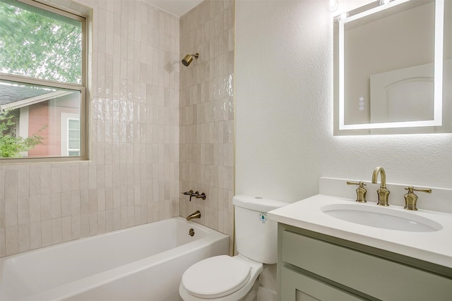 5105 Birchman Ave, Fort Worth, TX 76107 - bathroom with toilet, shower / bathtub combination, and vanity