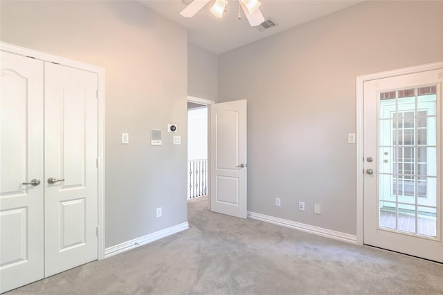 7955 Rasor Dr, Frisco, TX 75036 - unfurnished bedroom featuring carpet floors, lofted ceiling, baseboards, and ceiling fan
