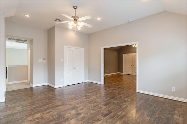 7955 Rasor Dr, Frisco, TX 75036 - unfurnished bedroom with vaulted ceiling, wood finished floors, baseboards, a closet, and recessed lighting