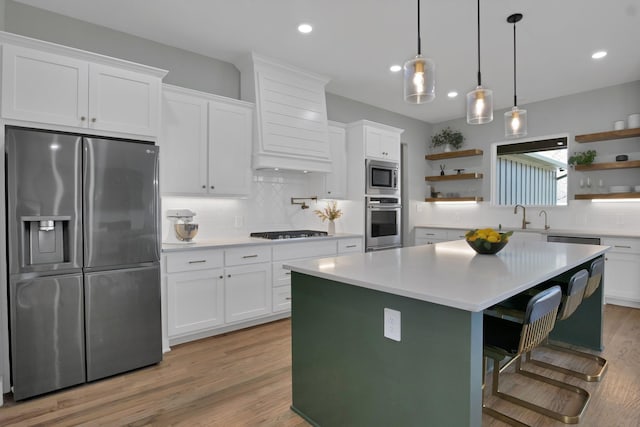 108 Grace View Rd, Weatherford, TX 76088 - kitchen featuring stainless steel appliances, open shelves, and light countertops