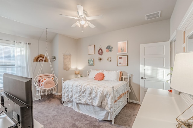 14733 Cedar Flat Way, Fort Worth, TX 76262 - carpeted bedroom with a ceiling fan, visible vents, and baseboards