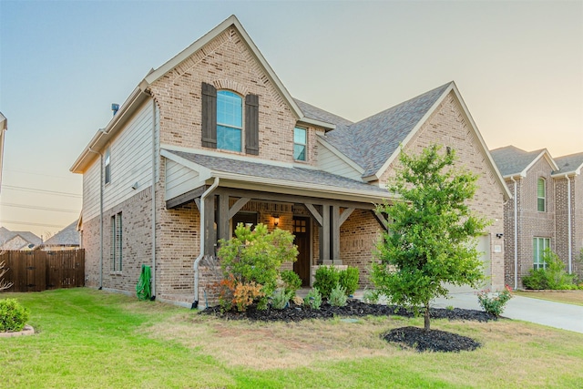 14733 Cedar Flat Way, Fort Worth, TX 76262 - traditional-style home featuring fence, driveway, a yard, and brick siding