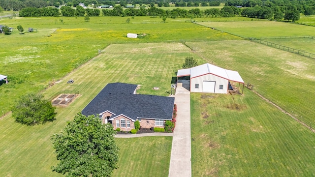 aerial view with a rural view