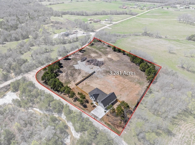 drone / aerial view with a rural view