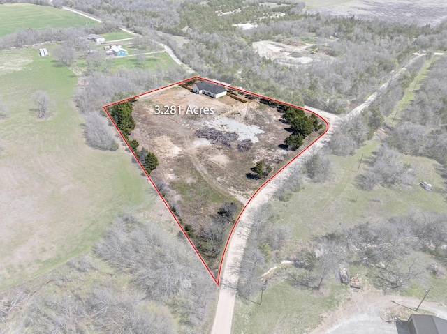 aerial view featuring a rural view