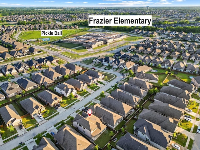 aerial view with a residential view