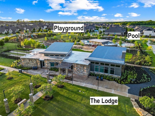 drone / aerial view featuring a residential view