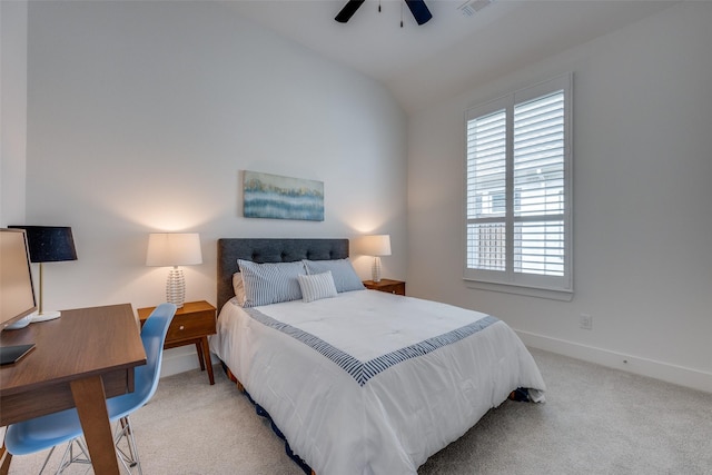 1823 Bell Ct, Van Alstyne, TX 75495 - bedroom with vaulted ceiling, carpet, a ceiling fan, and an office area