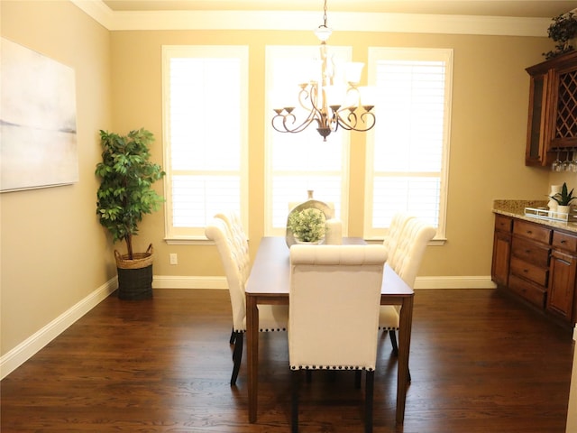 1852 Audubon Pond Way, Allen, TX 75013 - dining room with a chandelier, crown molding, and dark wood finished floors
