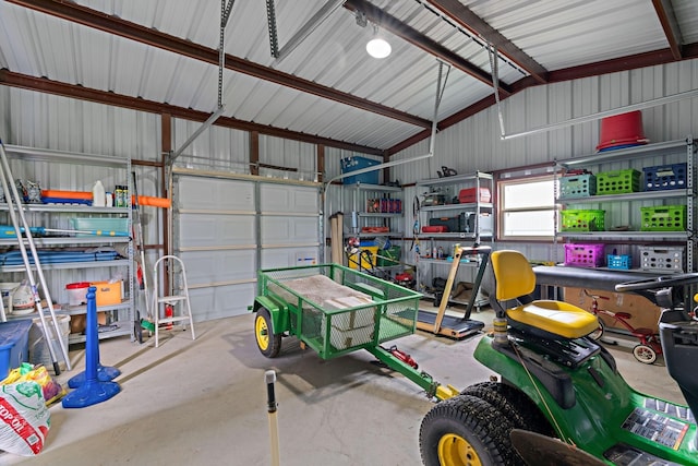 garage featuring metal wall