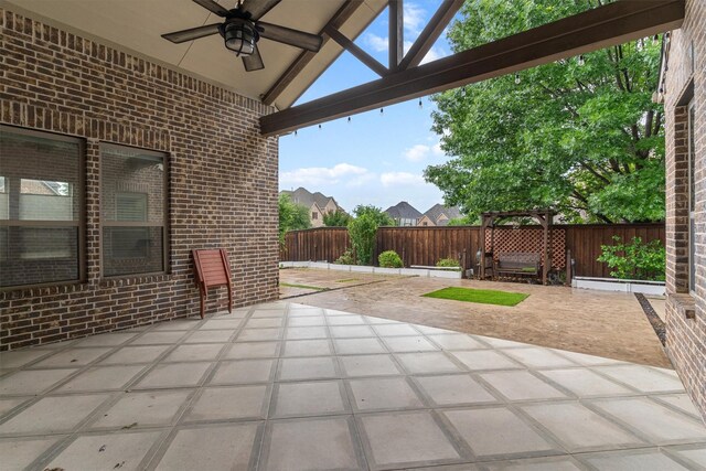3404 Ophel Way, Flower Mound, TX 75028 - view of patio / terrace with a fenced backyard and ceiling fan