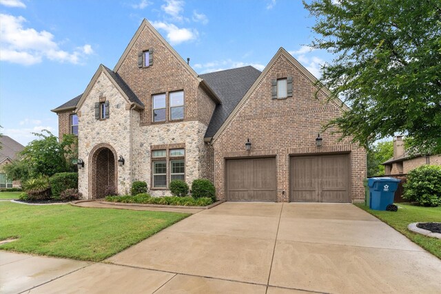 3404 Ophel Way, Flower Mound, TX 75028 - view of front of home featuring concrete driveway, brick siding, and a front lawn