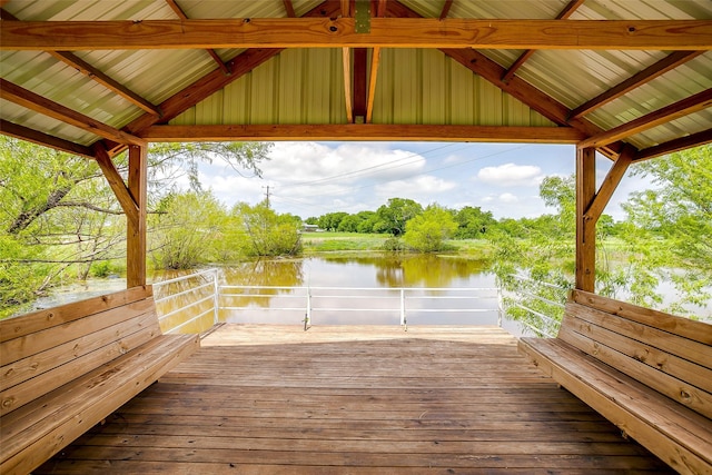 view of dock featuring a water view