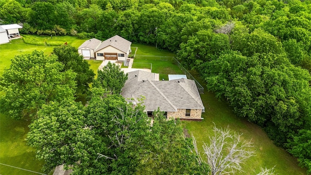 bird's eye view with a forest view