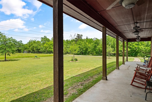 view of patio with a ceiling fan