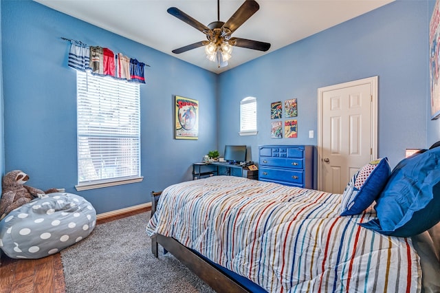 881 Willowmist Dr, Prosper, TX 75078 - bedroom with wood finished floors and a ceiling fan