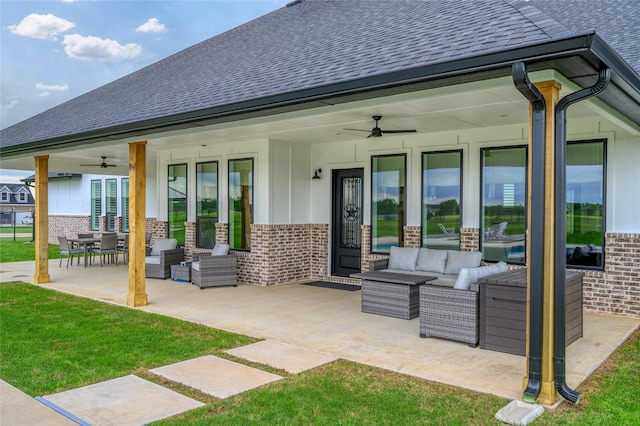 450 County Road 2411, Valley View, TX 76272 - view of patio featuring an outdoor living space and a ceiling fan