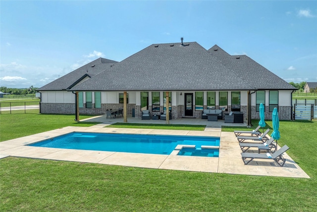 450 County Road 2411, Valley View, TX 76272 - view of swimming pool with a patio area, an outdoor living space, and a fenced backyard