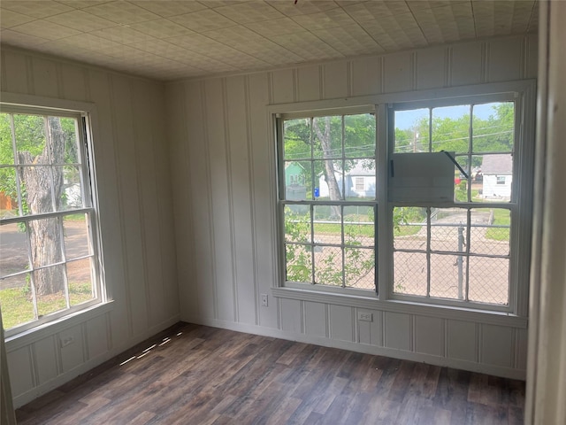 empty room featuring a healthy amount of sunlight and dark wood finished floors