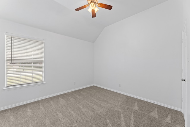 1716 Yarmouth Ln, Mansfield, TX 76063 - spare room featuring ceiling fan, vaulted ceiling, carpet, and baseboards