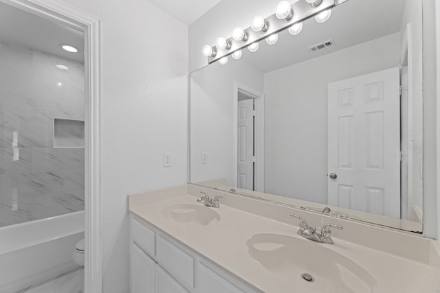 1716 Yarmouth Ln, Mansfield, TX 76063 - bathroom with toilet, marble finish floor, a sink, and visible vents