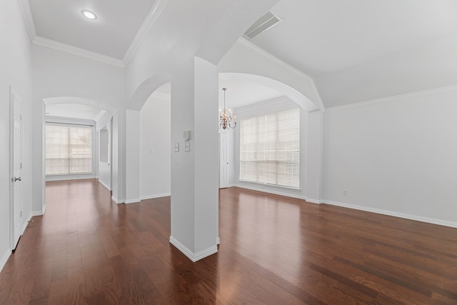 1716 Yarmouth Ln, Mansfield, TX 76063 - interior space featuring dark wood-style flooring, visible vents, a chandelier, and baseboards