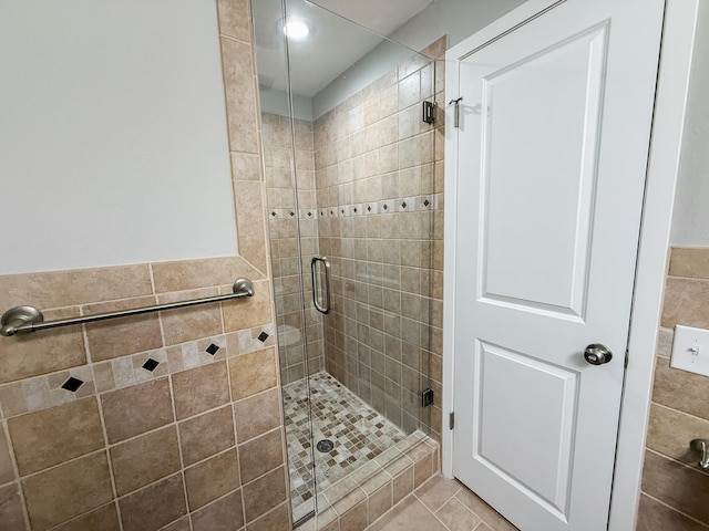 bathroom featuring a stall shower