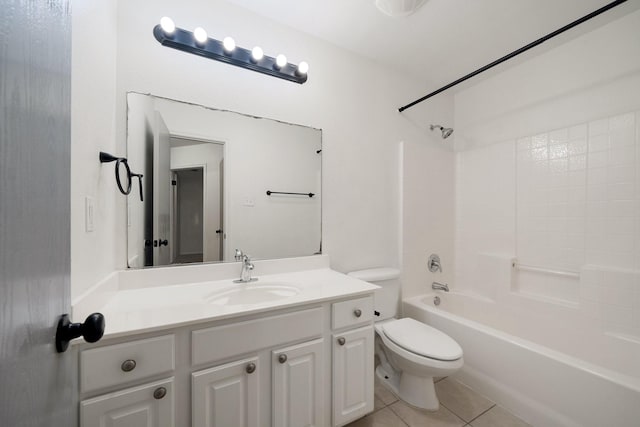 full bathroom featuring tile patterned floors, vanity, toilet, and shower / bath combination