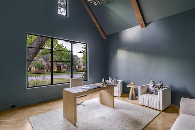 6814 Glendora Ave, Dallas, TX 75230 - office space with beamed ceiling and high vaulted ceiling