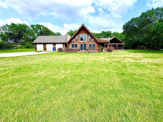 11300 Massey Rd, Pilot Point, TX 76258 - log home with driveway and a front lawn