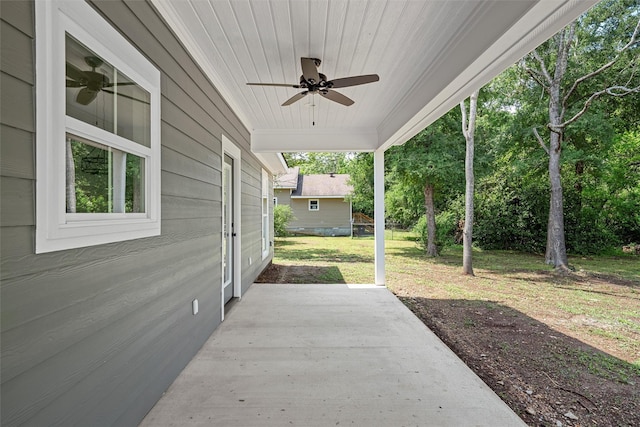 view of patio / terrace featuring a ceiling fan