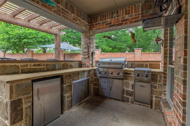 4953 Van Zandt Dr, Fort Worth, TX 76244 - view of patio featuring fence, area for grilling, and a pergola