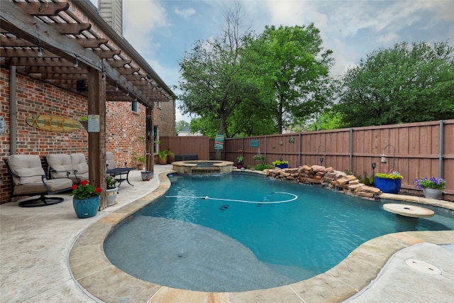 4953 Van Zandt Dr, Fort Worth, TX 76244 - view of swimming pool with a pool with connected hot tub, a fenced backyard, and a patio area