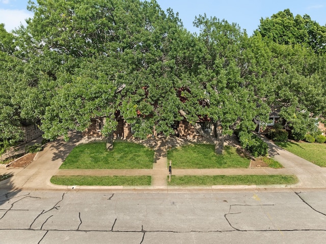 exterior space featuring a front lawn and concrete driveway