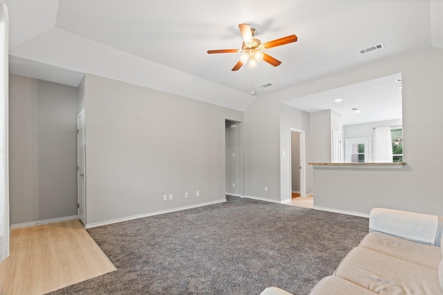 305 S 1st St, Grandview, TX 76050 - living room with visible vents, baseboards, and ceiling fan