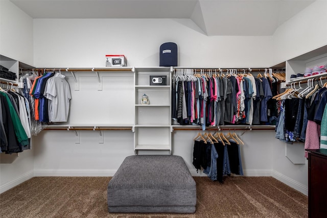 walk in closet with carpet flooring