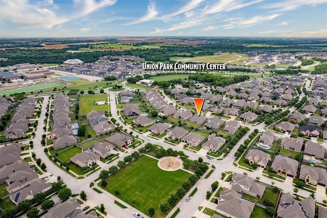 aerial view with a residential view