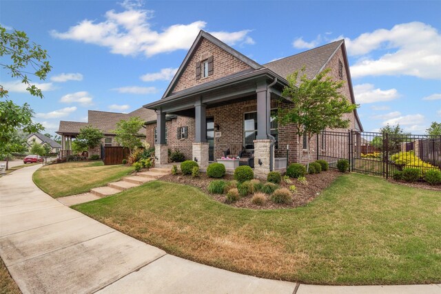 4801 Park View Pl, Arlington, TX 76005 - craftsman-style home with brick siding, fence, a porch, and a front yard
