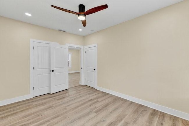 1301 N Sylvania Ave, Fort Worth, TX 76111 - unfurnished bedroom featuring visible vents, recessed lighting, light wood finished floors, and baseboards
